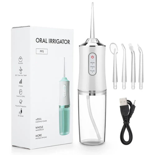 Portable Rechargeable Water Flosser Oral Irrigator (4 Nozzle)