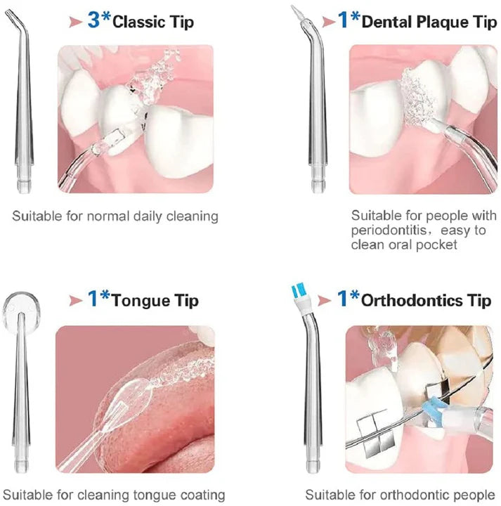 Portable Rechargeable Water Flosser Oral Irrigator (4 Nozzle)